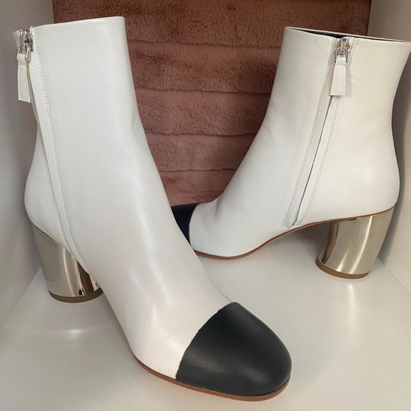 Proenza Schouler Shoes - Proenza Schouler CapToe Mirror Metallic Heel Boots White / Black 37.5 7.5